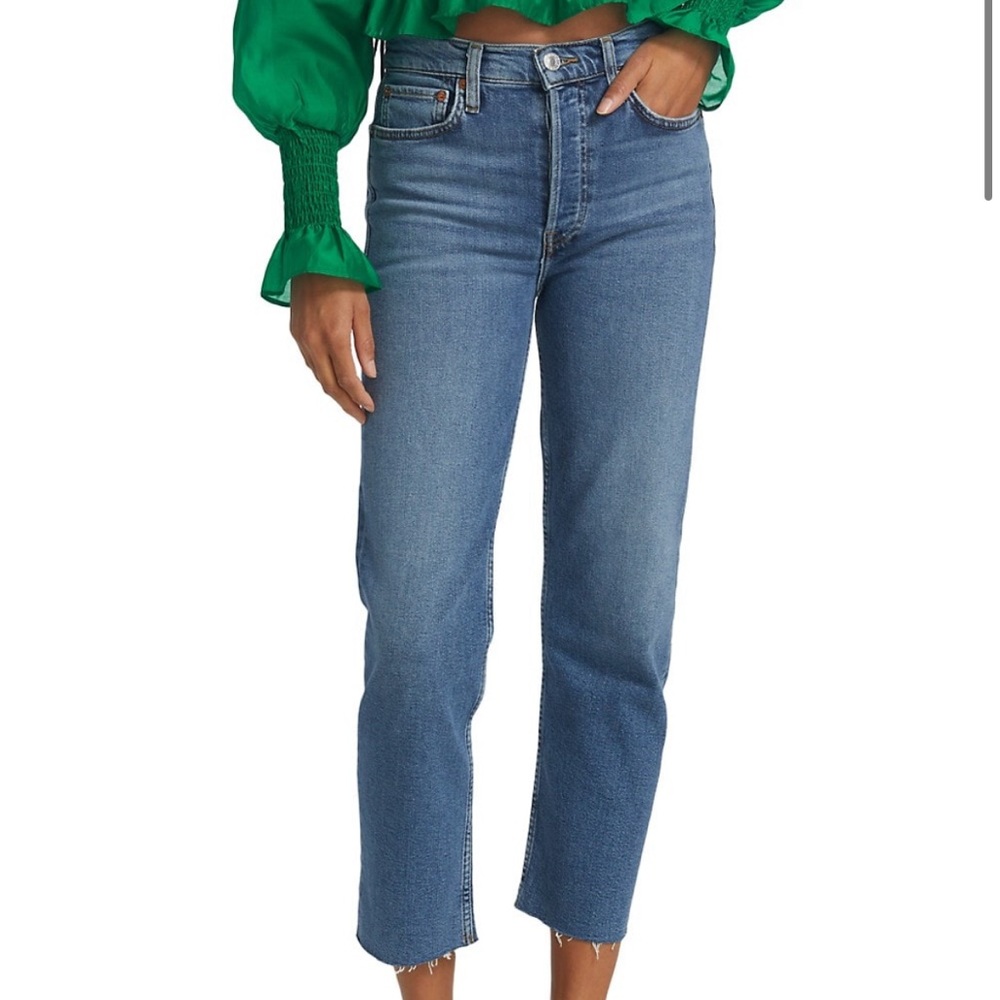 RE/DONE 70s Stove Pipe High-Rise Straight Crop Jeans